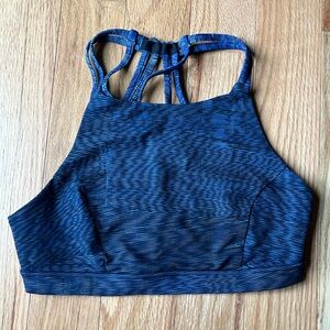 Blue Lululemon high neck sports bra